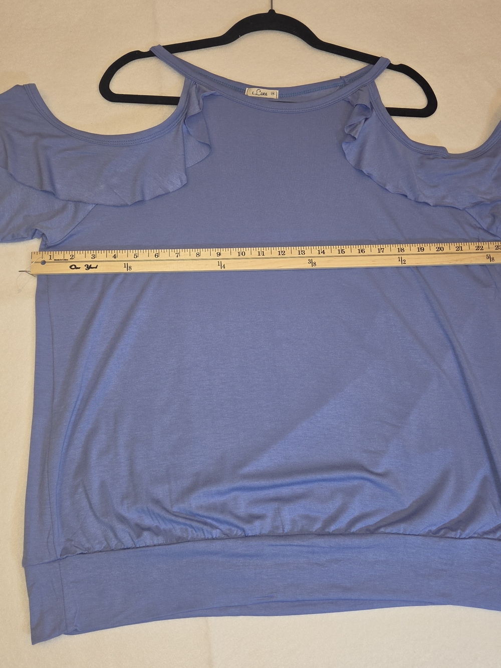 Cold-Shoulder Ruffle Tank Top - Lavender 2X - Picture 4 of 9